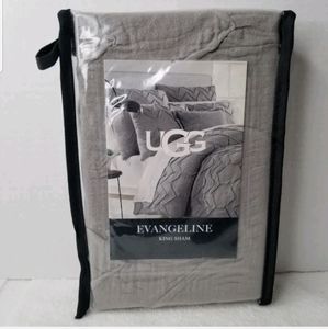 UGG Evangeline Pillow Sham King Size Seal Grey 21 x 36 Raised Chevron Pattern